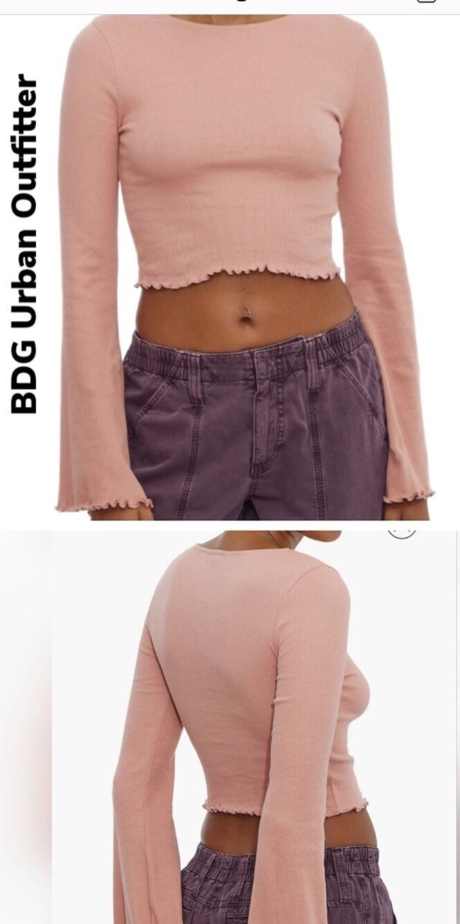 BDG Urban Outfitter Rose Dawn Pull Over Crop Top Sz Med Micro Ribbed